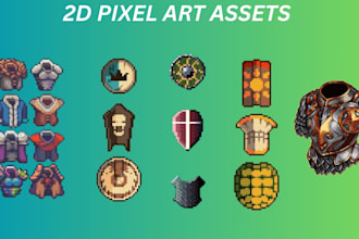 create a 2d pixel assets props tileset icon items object for 2d pixel art games