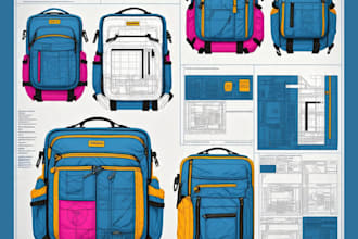 make bag tech pack flat sketches for handbag totes backpacks duffle bags purse