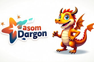 design realistic dragon mascot logo with creative concepts