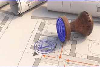 draw stamp architectural construction plan, structural drawings for city permit