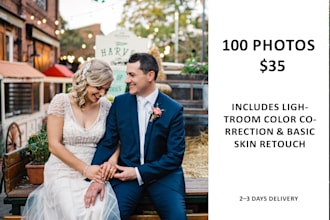 edit your wedding and event photos with color correction and skin retouch