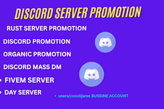 promote fivem server, discord server promotion, rust, dayz server, roblox, nft