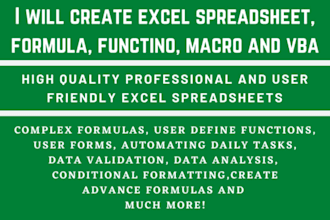 create and automate any microsoft excel spreadsheet with formulas macro or vba
