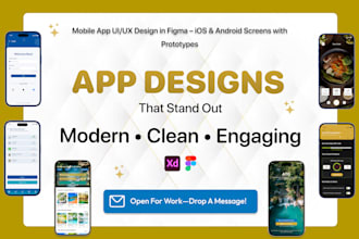 design modern mobile app UI UX in figma with prototype