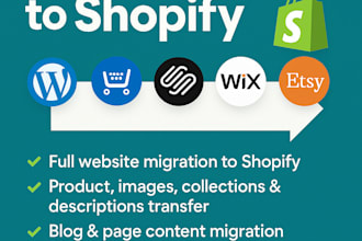 migrate wordpress ecwid squarespace wix etsy backup to shopify website migration