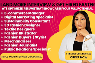write fashion stylist, merchandiser, ecommerce manager, fashion designer resume