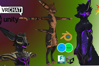 create vrchat avatar, furry model, 3d model, nsfw model, vrc character