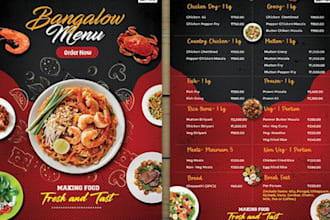 do amazing food menu design, restaurant menu, price list, and digital menu board