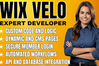 develop custom wix velo code, dynamic pages, cms, member login system database