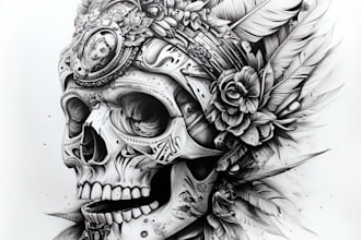 draw a custom tattoo design as a tattoo artist