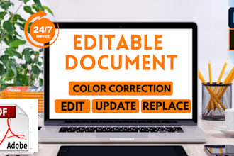 do text correction task, name, color, date , documents pdf everything as orignal