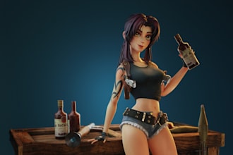 do  stylized 3d character model cartoon character design for game collectibles