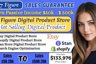 setup 7 figure sales guarantee 5k digital products store, etsy shop, stan store