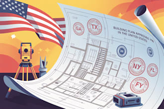 surveyor building plan stamp for ga, tx, nj, ny, fl, ca ready for city permits