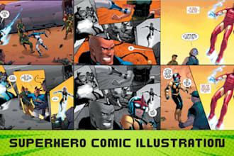 do superhero comic book page illustration storyboard comic strip character art