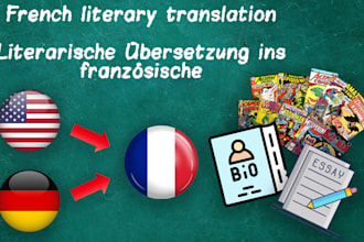 translate your literary ebook, biography or comic, english and german to french
