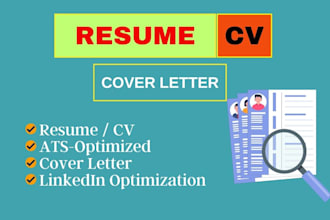 design professional resume, CV, cover letter and optimize linkedin profile