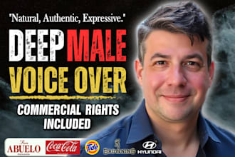 record a deep american male voice over