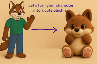 create custom 3d plushie design for unique characters, toy, doll and pets