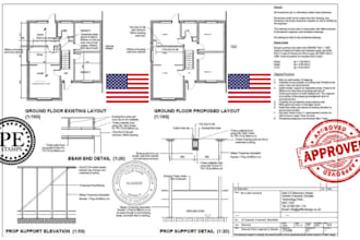 licensed engineering drawing, architect stamp, mep, nc, sc, nj, oh, ca pe stamp