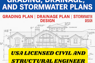 design permit ready civil site, grading, drainage plan, stormwater plans USA pe