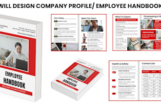 design urgent employee handbook, company profile, workbook, lead magnet fillable