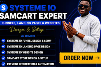 build systemeio funnel, systeme io landing page, systeme io website, samcart