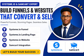 build your systeme io funnel, website, landing page, and samcart