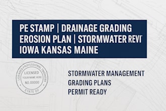 grading, erosion plan, review plan, stormwater pe stamp, for iowa, kansas, maine