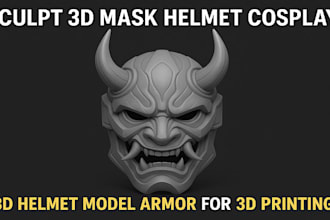 sculpt 3d cosplay mask oni helmet armor model for 3d printing in zbrush