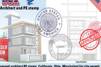 architectural structural drawing, ca stamp, city permit, pe stamp mep floor plan
