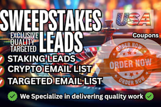 sweepstakes leads for USA, forex leads, crypto leads, binance leads