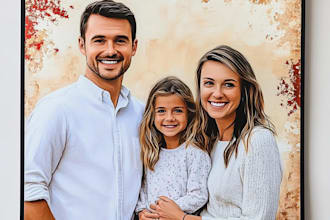 create custom family portrait, personalised couple portrait