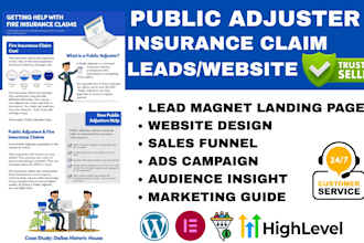 public adjuster website insurance claim fire damage, mold public adjuster leads