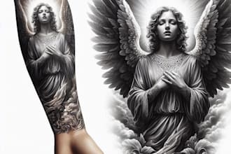 create custom realistic tattoo design, tattoo sleeve