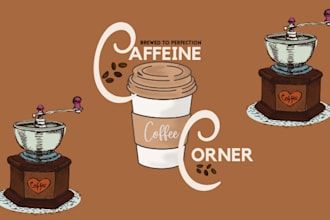 design a crearive coffee shop logo with a warm brown touch