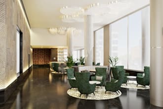 remodel luxurious hotel lobby design,interior render,conference room walkthrough