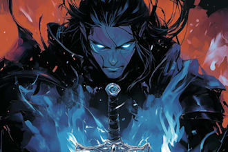 draw a comic book, cover art or manga in anime style