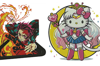 do anime embroidery digitizing in 2 hours emb,dst,pes,jef