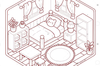 create cute line art drawing for coloring book pages