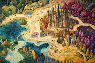 create an fantasy map illustration isometric map