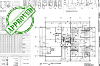 design licensed engineering permit drawing with pe stamp framing and floor plan