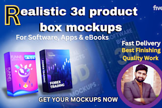 design realistic 3d product box mockups for software, apps, games and  ebooks