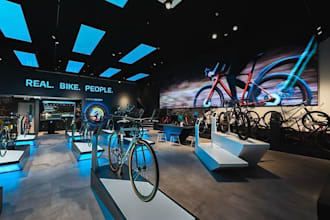 do 3d bike showroom, exhibition stand, 3d bike dealership, 3d car showroom