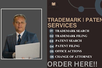 do US patent, trademark check and filing, declaration of use, sou, office action