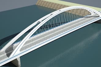 design 3d cgi bridge, infrastructure road, railway with photo realistic image