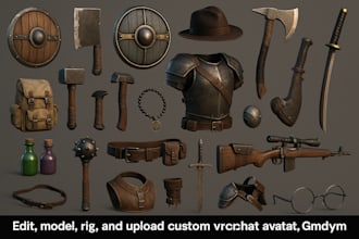 model props weapons armor accessories to match character vrchat world unity ue5