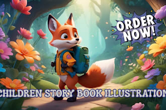 design children story book illustration, storybook design, book cover