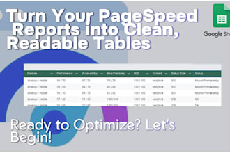make your google pagespeed data into an easy to read table