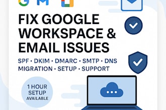 fix google workspace email issues, dns, spf, dkim, dmarc setup